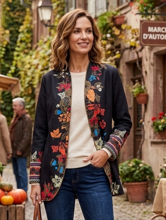MISSLOOK Sweaters - Miss Look Women's Black Boho Botanical Harvest Cardigan Size Medium